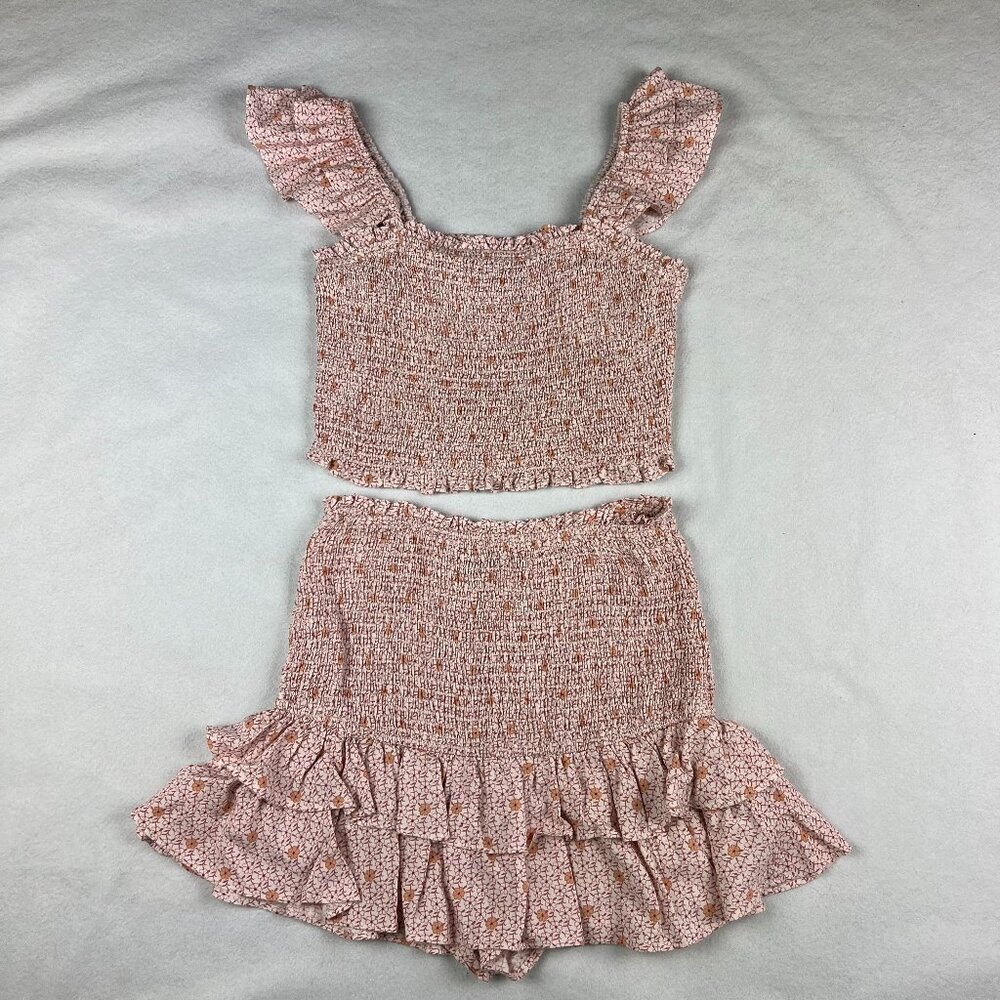 Isabelle's Cabinet Cotton Candy LA Floral Smocked Crop Top(M) and Skort(S)  Set